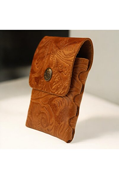 DEHNA Patterned Genuine Leather Card Holder – Stitch-Free Handmade Designs