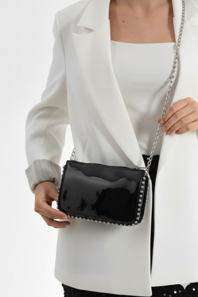 Zealous Geantă Mini Beaded din piele lacuită