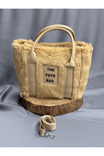 MİHRA STORE حقيبة نسائية رايا من القطيفة حقيبة كتف وحقيبة يد-DN115 بني حليبي