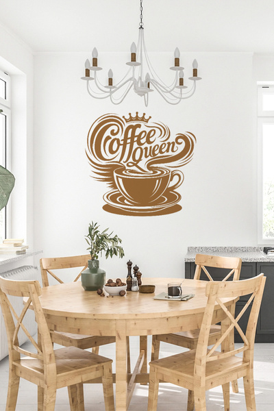 SDİGİTAL Coffee Queen Duvar Sticker | Kafe & Mutfak Dekoru | 3 Renk ve 4 Ölçü...