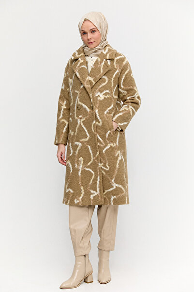 Setrms Desenli Oversize Kruvaze Kaban