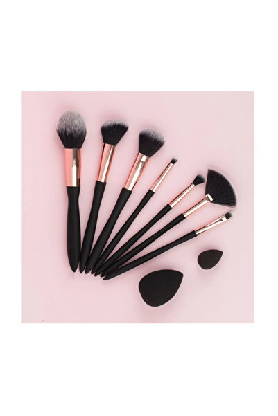 Lumi LUXURY Makeup Brushes and Sponges Set Black Rose Gold for Face and Eyes ...