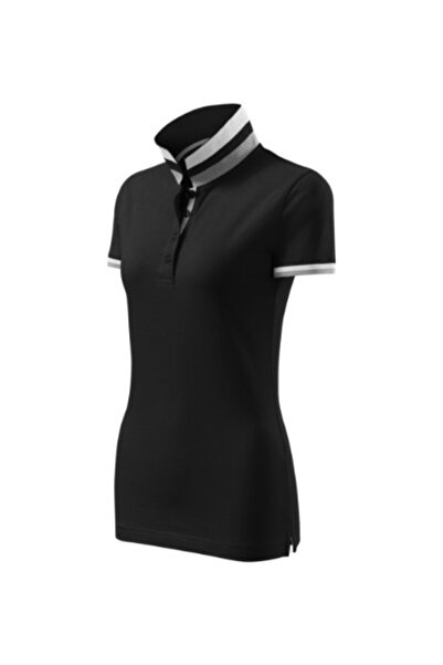 Malfini Tricou polo de damă, Guler Sus 257, M Negru