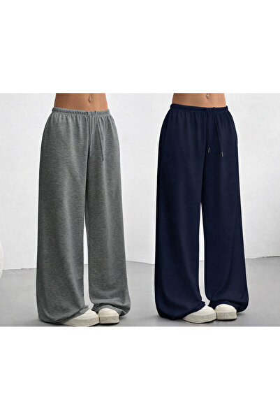 De Carte Women's 2-Piece Navy Blue + Anthracite Oversized Loose Fit Comfortab...