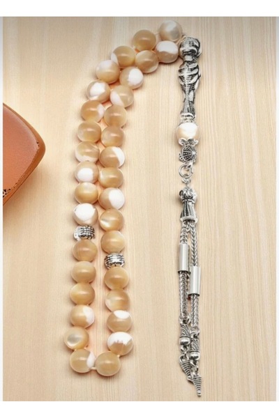 Taşmir سبحة من الحجر الطبيعي الأصلي 33 حبة بقطع دائري