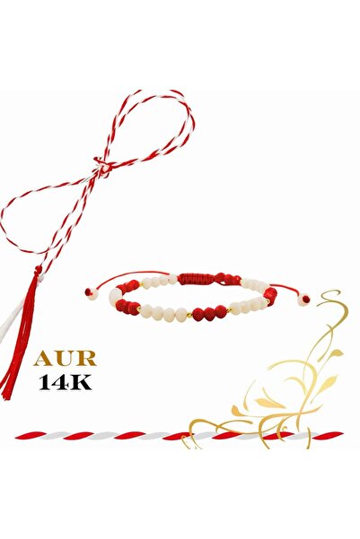 OEM Martisor bracelet with 14k gold beads, Miyuki beads and crystals