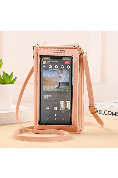 Cyber Touch Screen Phone Leather Wallet Case with Chain for Women