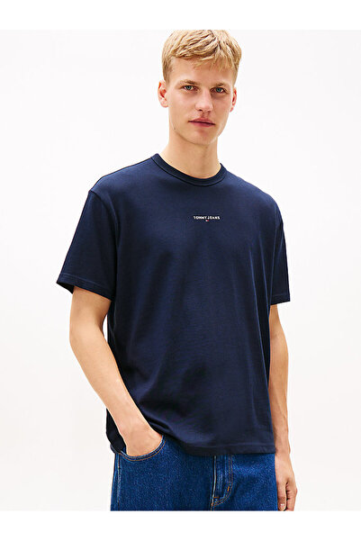 Tommy Hilfiger Erkek TJM Relaxed Fit Linear Logo Detaylı T-shirt