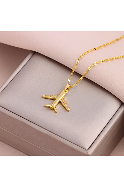 Choice 1026 New Fashion 18K Gold Plated Airplane Pendant Necklaces For Women ...