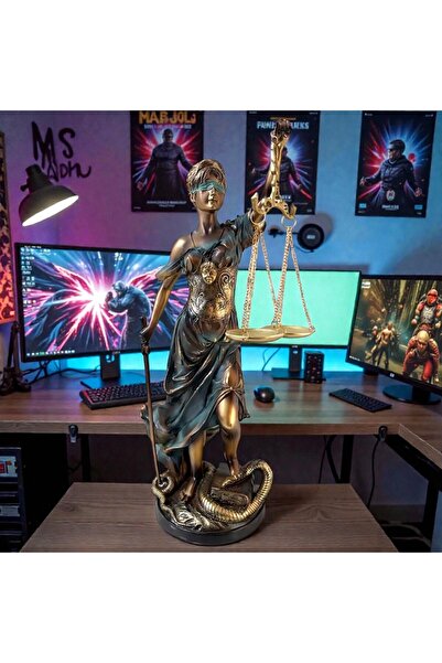Kuzey Tacı Adalet Tanrıçası Themis Heykeli – Terazili ve Kılıçlı Büyük Boy De...