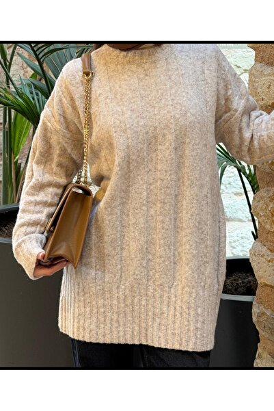 Vaniza Embossed Patterned Knitwear Tunic Sweater