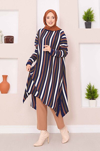 EBRUTESETTÜR Striped Casual Knitwear Tunic Cobalt