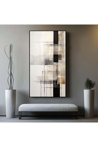 lawhat Abstract home decor painting in black, brown and beige colors printed ...