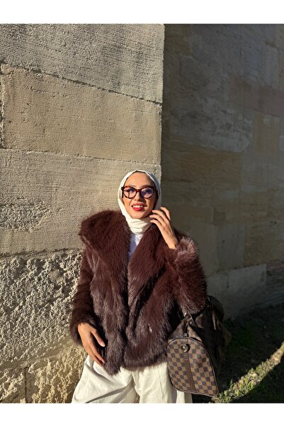 Zafirae Premium Imported Fur with Wide Collar and Brown Color