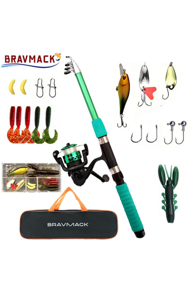 Choice5 مجموعة صنارة صيد Green-B الكاملة (Bundle1) مع صنارة صيد تلسكوبية وبكر...