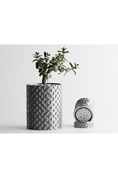 Sani Ghiveci decorativ Sani, Nevada, mic 81 x 81 x 102 mm, Argintiu