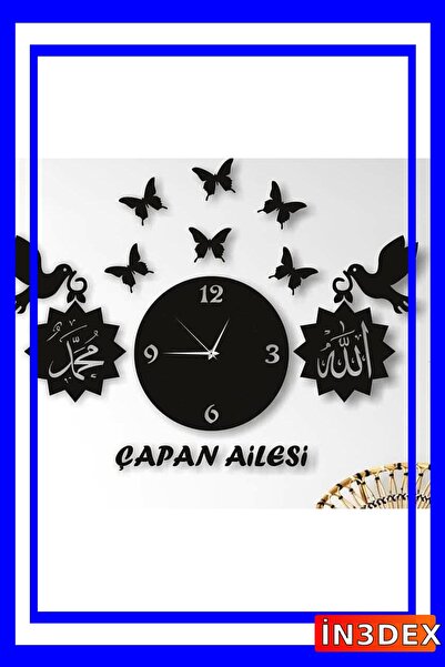 İN3DEX Dini Temalı Duvar Saati Cam Tablolu Dekoratif