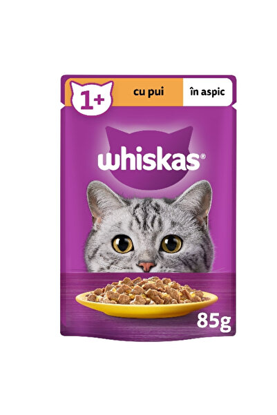 Whiskas Υγρή τροφή για γάτες, κοτόπουλο σε ασπικ, 28 x 85 g