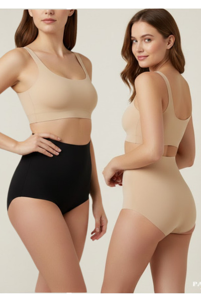 QKK Laser Cut Non-Marking High Waist Long Slip 2-Piece Corset - 1 Size Shapin...