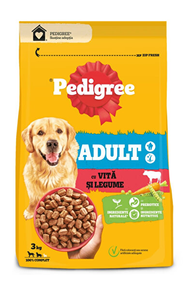 Pedigree Суха храна за възрастни кучета, говеждо месо и зеленчуци, 3 кг