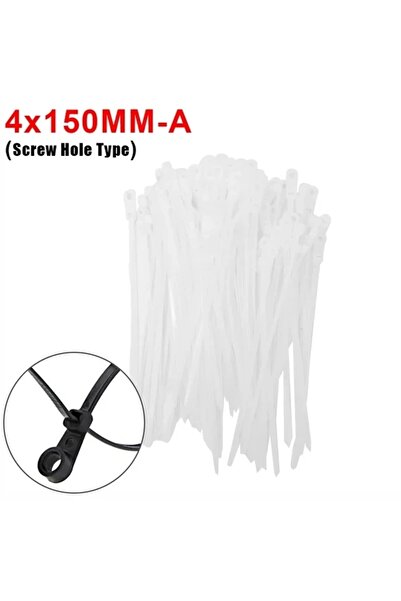 choice2 ١٠٠ قطعة من أربطة الكابلات المصنوعة من النايلون الأبيض (مع ثقب) مع فت...