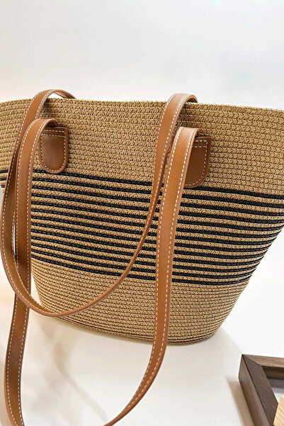 PriStyle Γυναικεία τσάντα παραλίας, τύπου shopper, πλεκτό σχέδιο, ευρύχωρη κα...