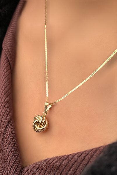 Altınaşkı Aşk Düğümü Parlak Zincirli Altın Kolye