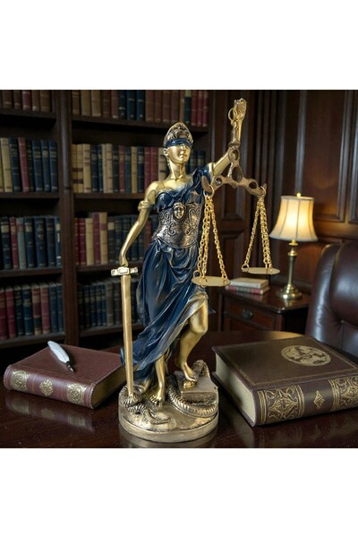 Kuzey Tacı Premium Adalet Heykeli (Themis) Büyük Boy Dekoratif Biblo – Hukukç...