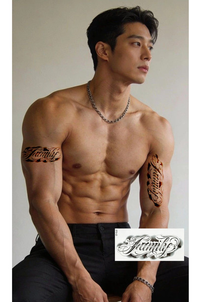 Tattoo Geçici Family aile yazılı minimal dövme kol bacak gögüs yapıştırma döv...