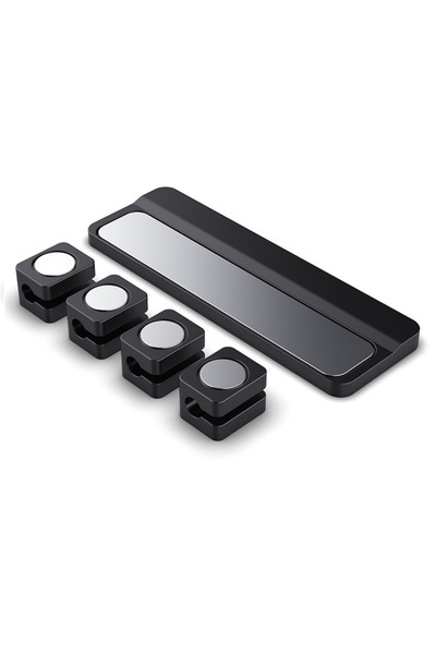 Choice منظم كابلات USB مغناطيسي أسود اللون، لاصق سيليكون، مثبت كابلات USB، حا...