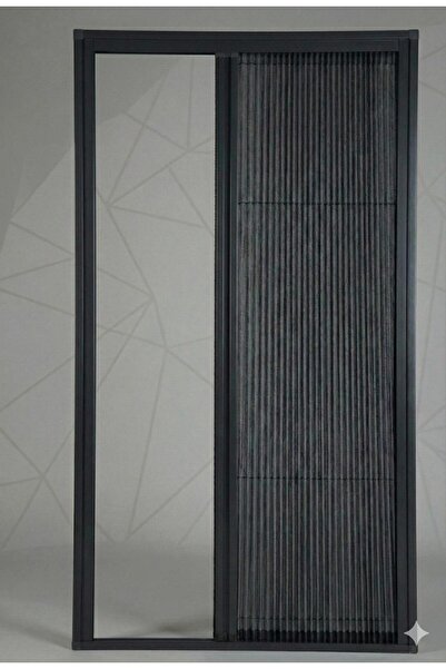 Nakkash EXCLUSIVE Plise Kumaş Sürgülü Akordiyon Kapı Siyah Antrasit 110x200