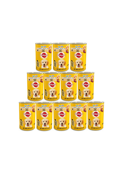 Pedigree Junior Set 12x400g - Wet dog food with chicken in gelatin
