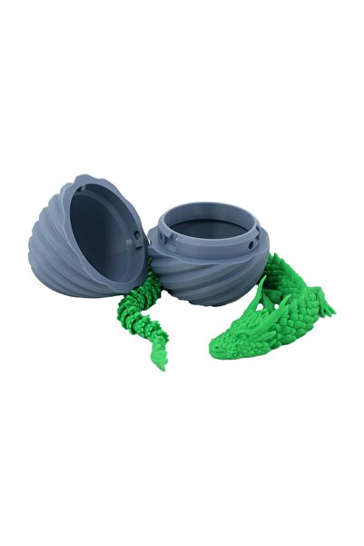 Sani Figurine Sani, Dragon in Spiral Egg 90 x 120 mm, Grey, Green