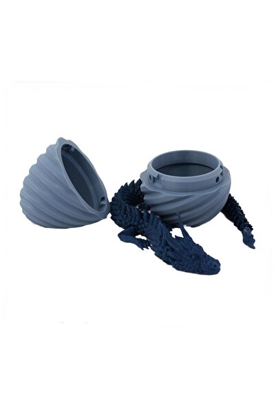 Sani Figurine Sani, Dragon in Spiral Egg 90 x 120 mm, Grey, Dark Blue
