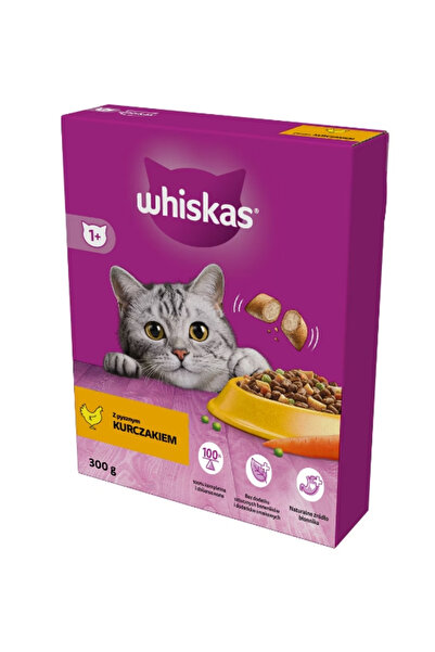 Whiskas Πλήρης τροφή για ενήλικες γάτες με κοτόπουλο, 300g, τραγανοί κόκκοι, ...