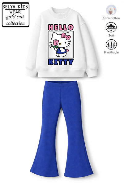 Belya Kids Wear Girl's Square Hello Design Top 3 Thread Cotton Non-Brushed Fa...