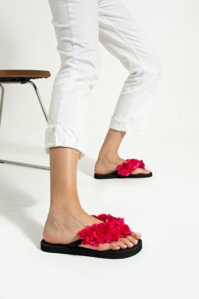 Evalupe Mia Floral Flip Flops Do Not Hurt Your Feet Black Beach Slippers Flip...