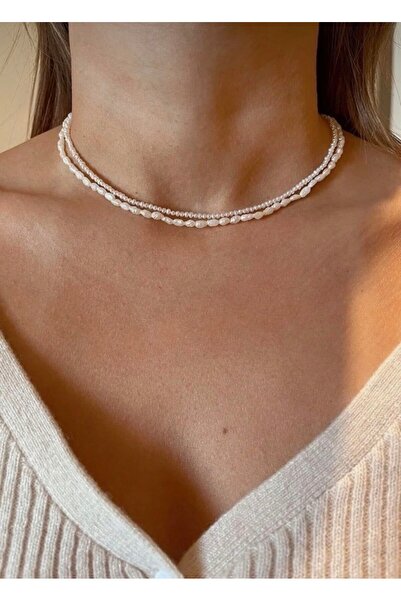 Taşmir Sertifikalı 925 Ayar Gümüş Gerçek Arpa ve Kum Inci Set 2'li Tasarım İn...