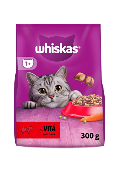 Whiskas ξηρά τροφή για γάτες, Μοσχάρι & Συκώτι, 300 γρ.