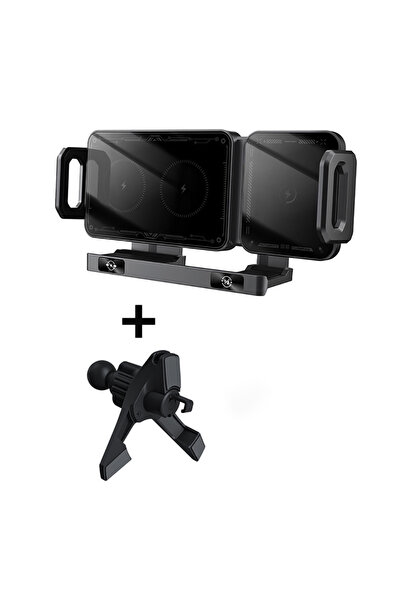 Choice شاحن سيارة لاسلكي أسود اللون لهاتف Z Fold 6.5/Flip 6.5 بشاشة قابلة للط...