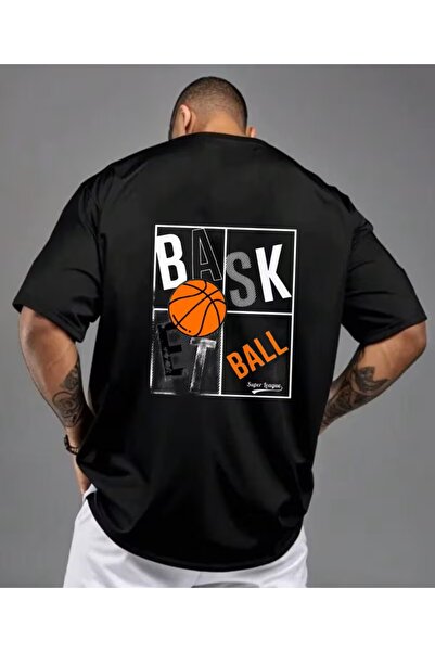 LELVANİ Men's Black Basketball Printed T-Shirt