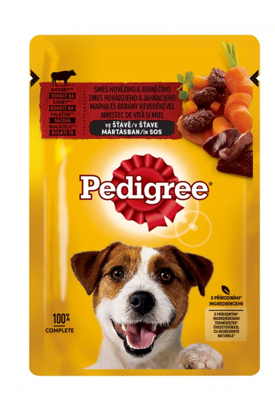 Pedigree Wet dog food Adult, Beef & Lamb, 24x100g