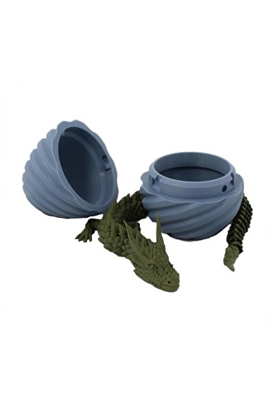 Sani Figurine Sani, Dragon in Spiral Egg 90 x 120 mm, Grey, Dark Green