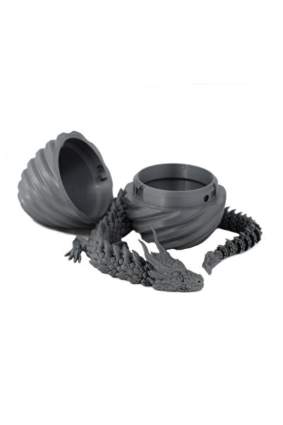 Sani Figurine, Dragon in Spiral Egg 90 x 120 mm, Silver