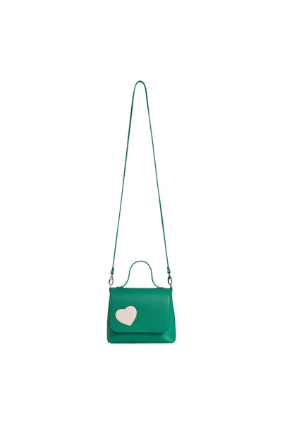 LAURA OLARU MINI LOVE Green Bag with Cream Heart