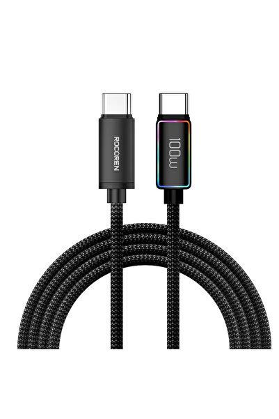 Choice كابل Rocoren أسود بطول 1 متر وقوة 100 واط، يدعم الشحن السريع PD 3.1، م...