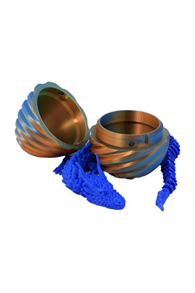 Sani Figurine Sani, Dragon in Spiral Egg 90 x 120 mm, Blue, Yellow