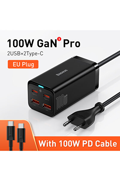 Baseus 100W EU 220V 65W/100W GaN Charger Desktop Laptop Fast Charger 4 in 1 A...