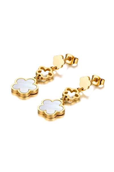 Choice أقراط E21039G عصرية من الفولاذ المقاوم للصدأ الأبيض بتصميم زهرة البرقو...