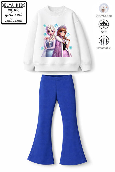 Belya Kids Wear Girl's Elsa1 Design Top 3 Thread Cotton Non-Brushed Fabric. B...